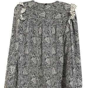 LOFT Black and White Paisley Blouse